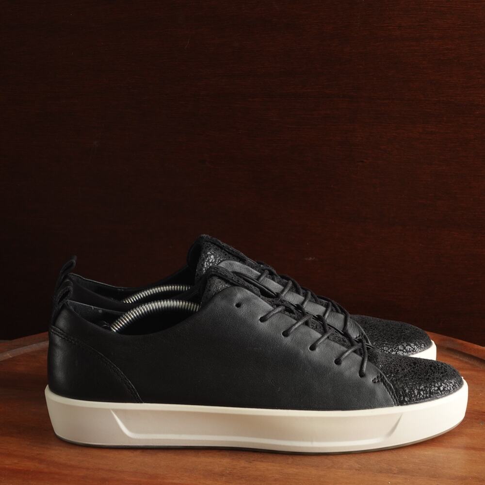 Ecco Sneakers Womens SZ EU 41 US 10 BLK Soft 8 Leather Comfort Walking Low Shoes
